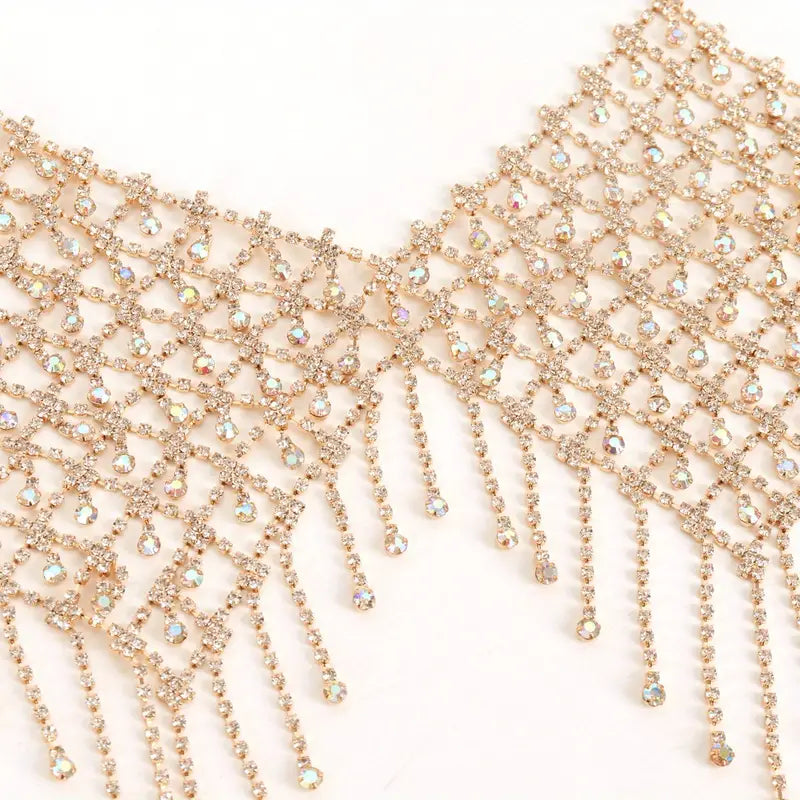 Stone Flowers Bling Bling Rhinestone Body Chain Top