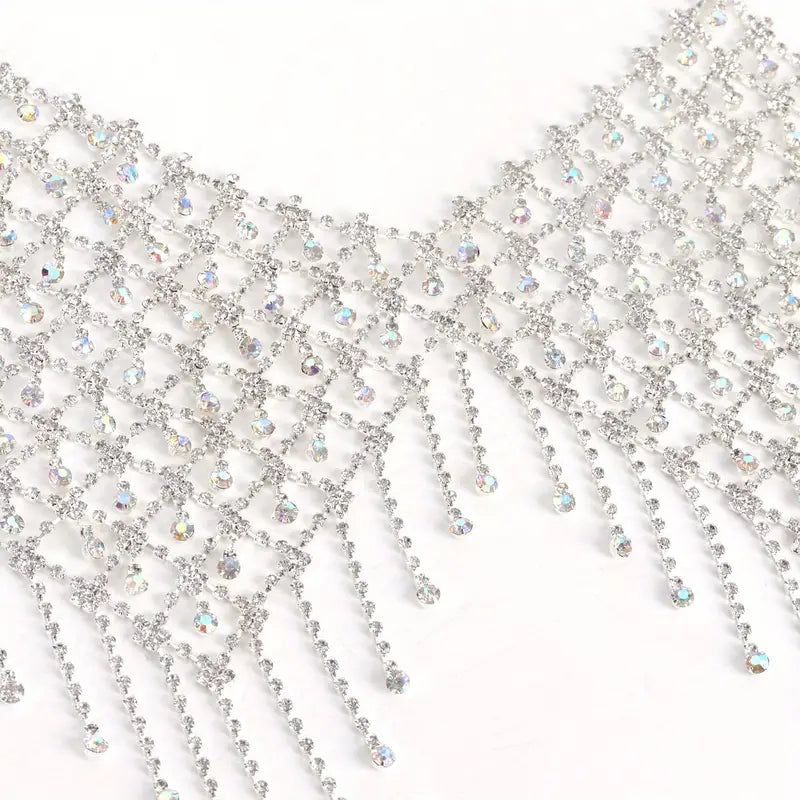 Stone Flowers Bling Bling Rhinestone Body Chain Top