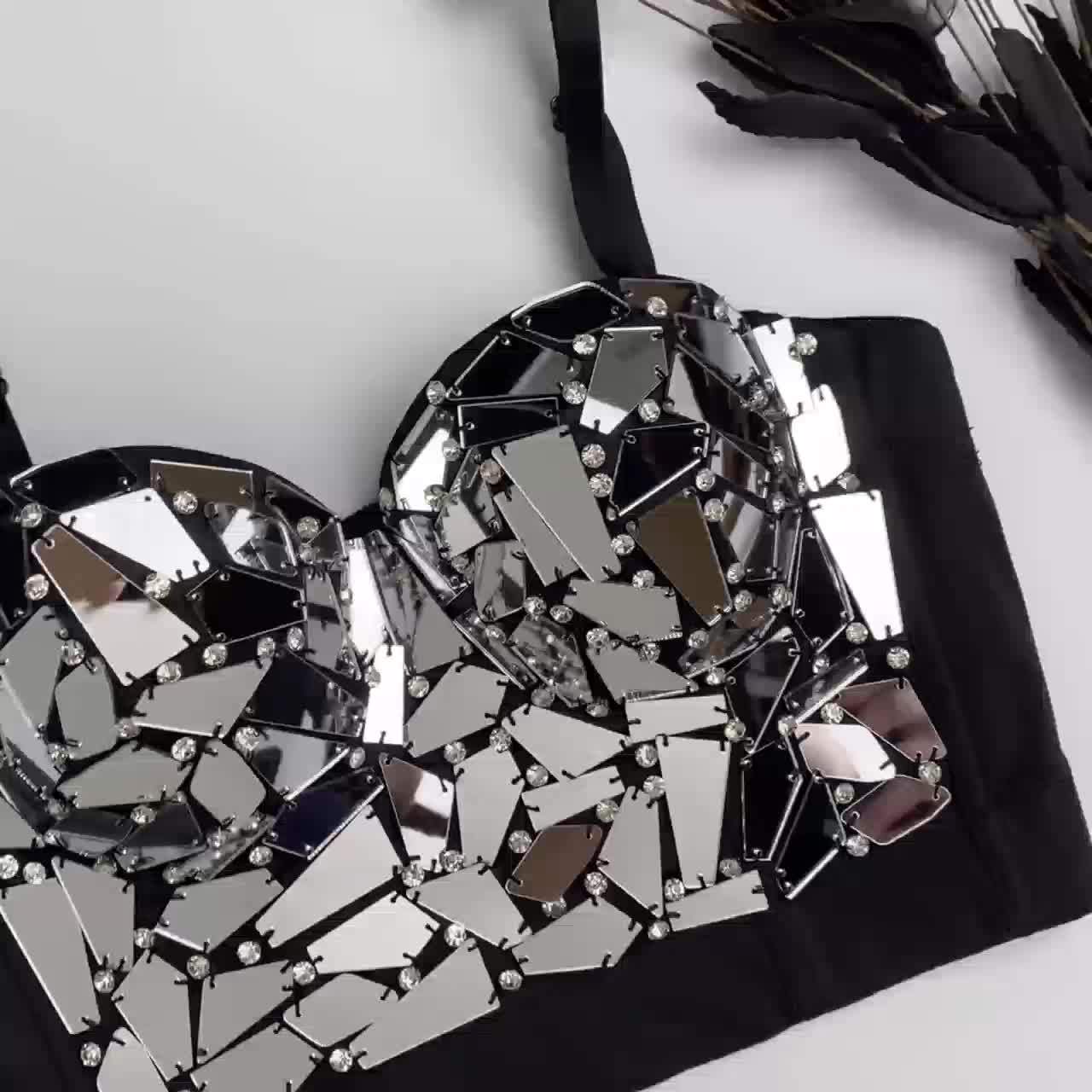 Stone Flowers Crystal Glam Rave Crop Top