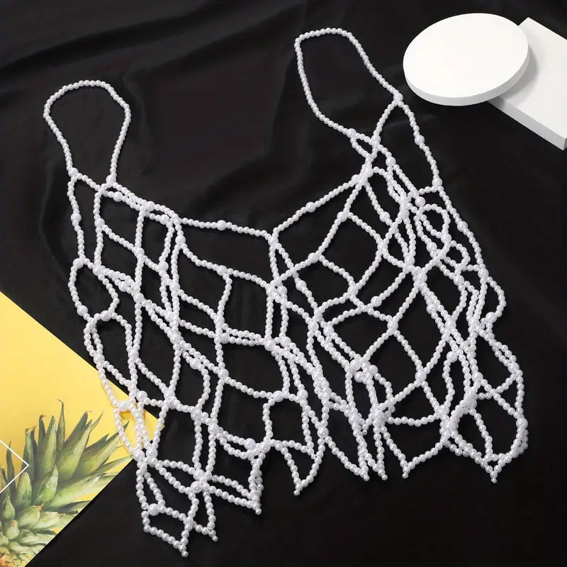 Stone Flowers Ethereal Pearl Crystal Body Chain