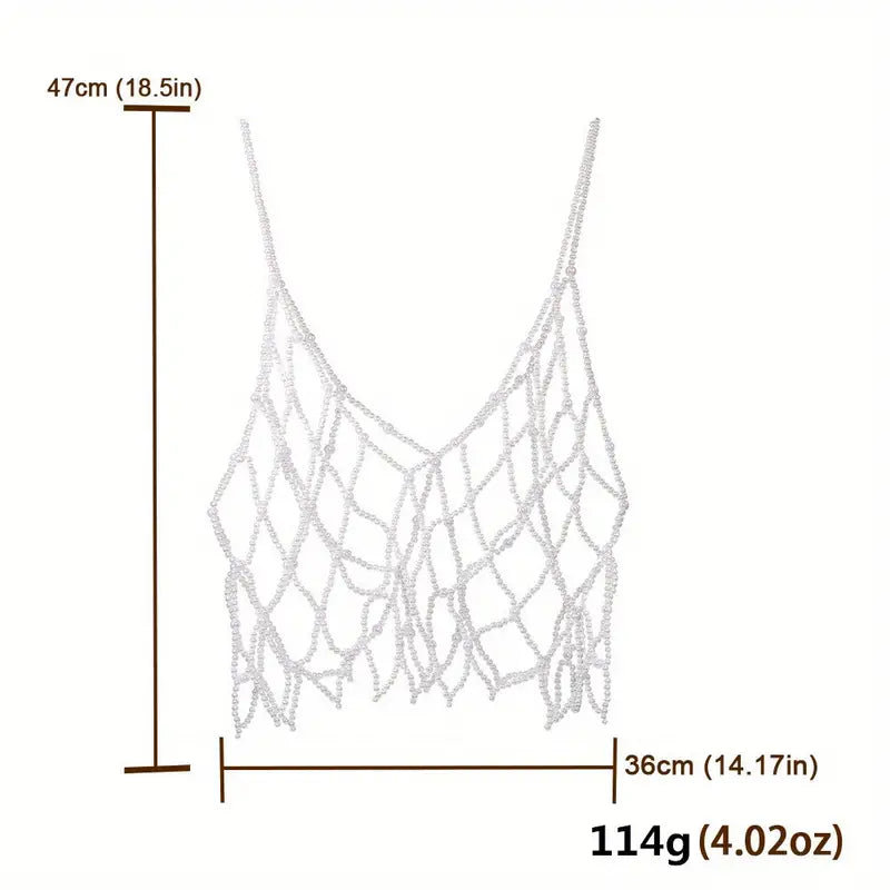 Stone Flowers Ethereal Pearl Crystal Body Chain