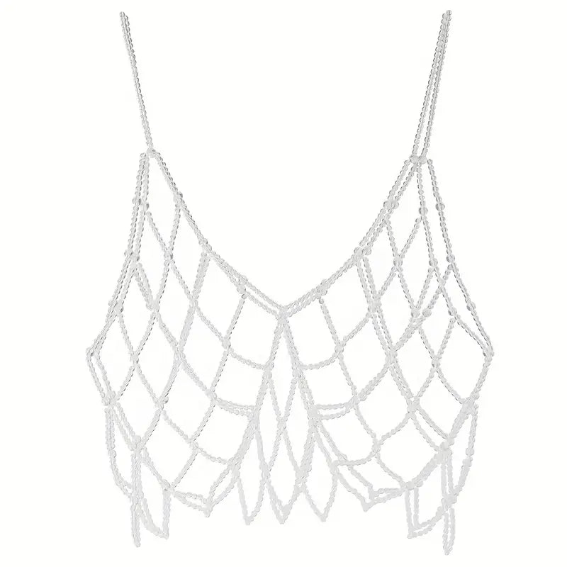 Stone Flowers Ethereal Pearl Crystal Body Chain