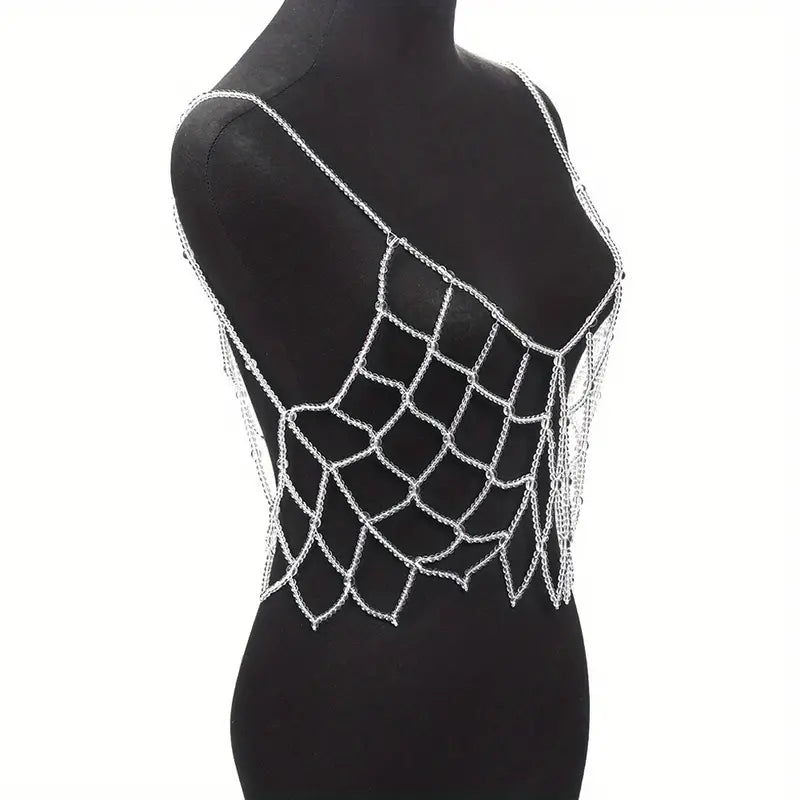 Stone Flowers Ethereal Pearl Crystal Body Chain