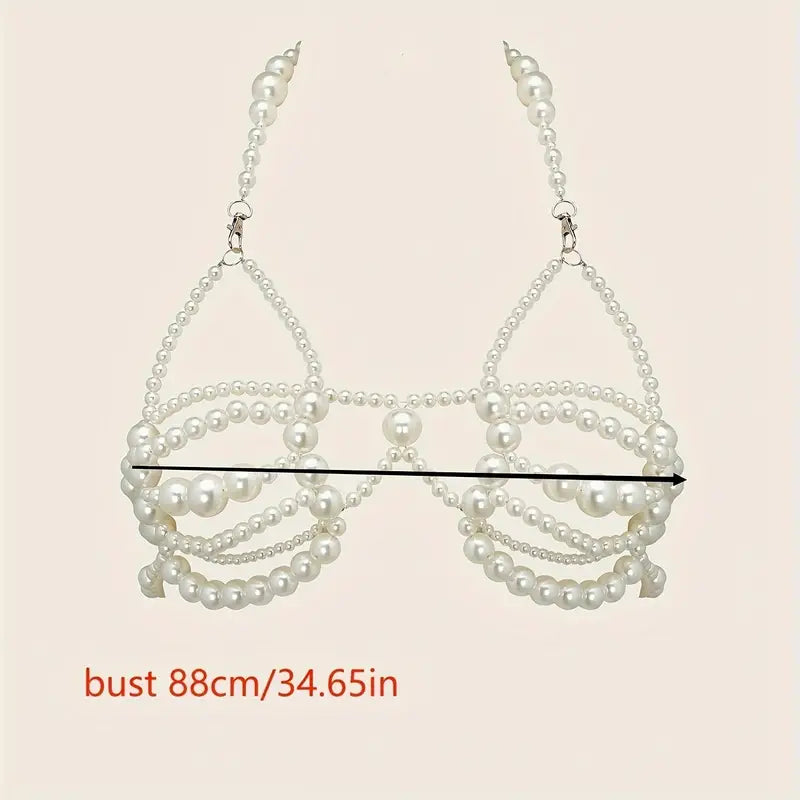 Stone Flowers Glamorous Faux Pearl Hollow Crop Top