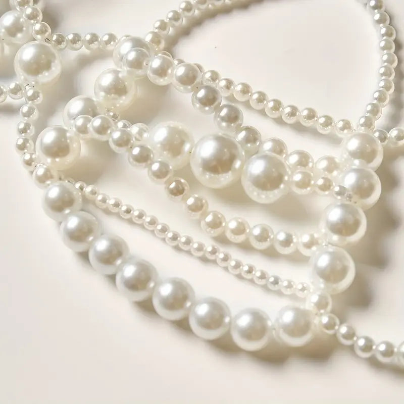 Stone Flowers Glamorous Faux Pearl Hollow Crop Top