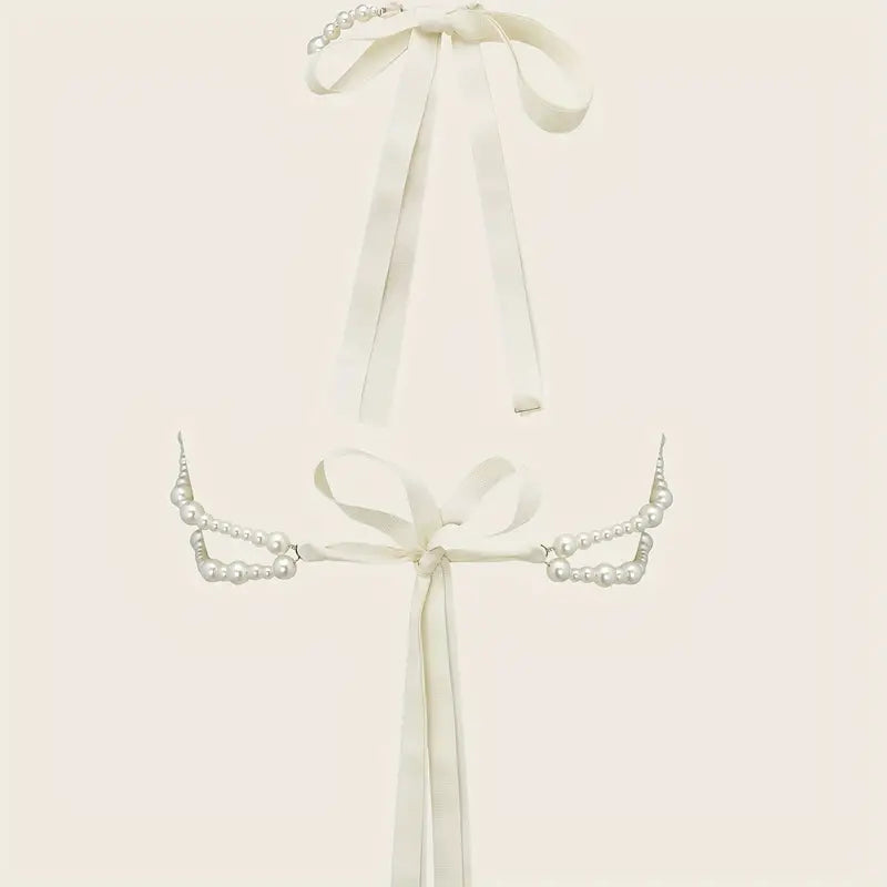 Stone Flowers Glamorous Faux Pearl Hollow Crop Top