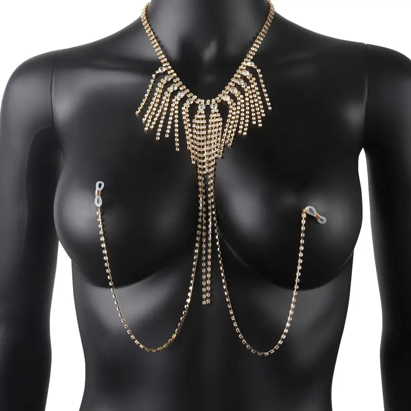 Stone Flowers Glamour Cascade Tassel Body Chain