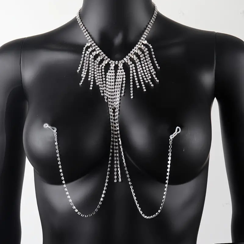 Stone Flowers Glamour Cascade Tassel Body Chain