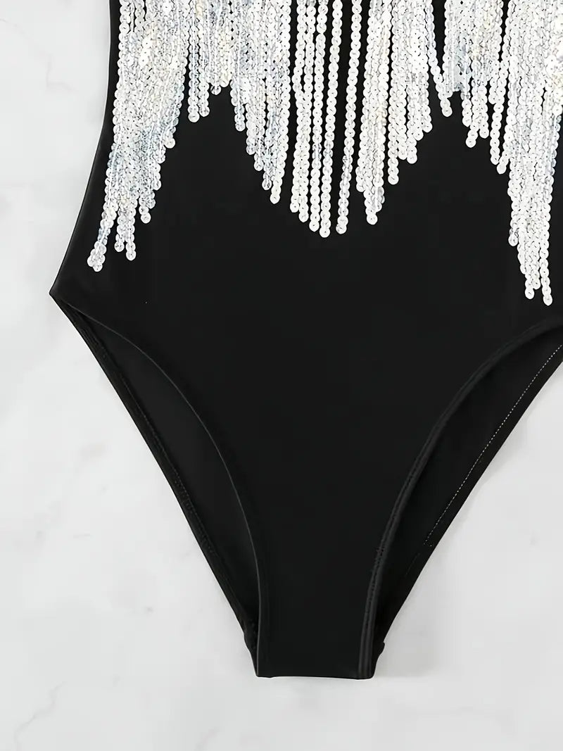 Stone Flowers Glitter Goddess One-Piece Swimsuit