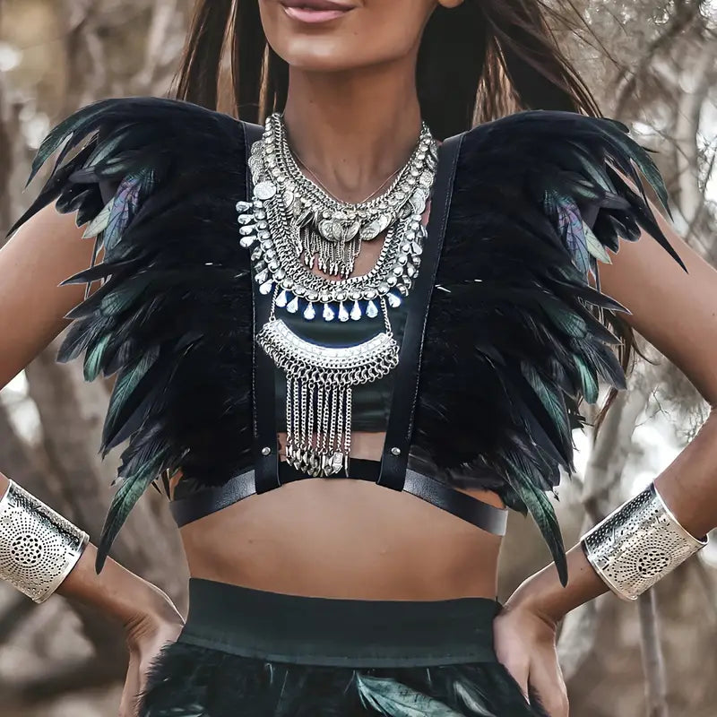 Stone Flowers Gothic Glam Feather Shawl