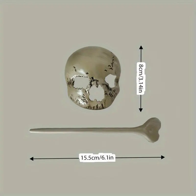 Stone Flowers Punk Skull Hair Stick