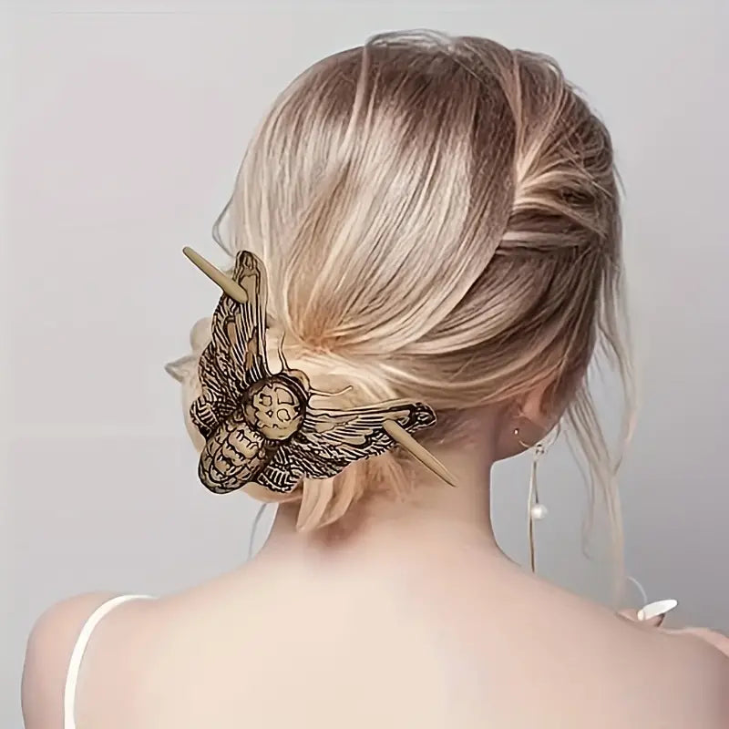 Stone Flowers Punk Skull Hair Stick