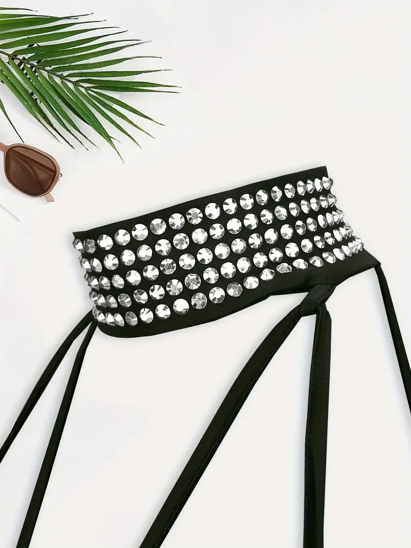 Stone Flowers Rhinestone Dazzle Crop Top