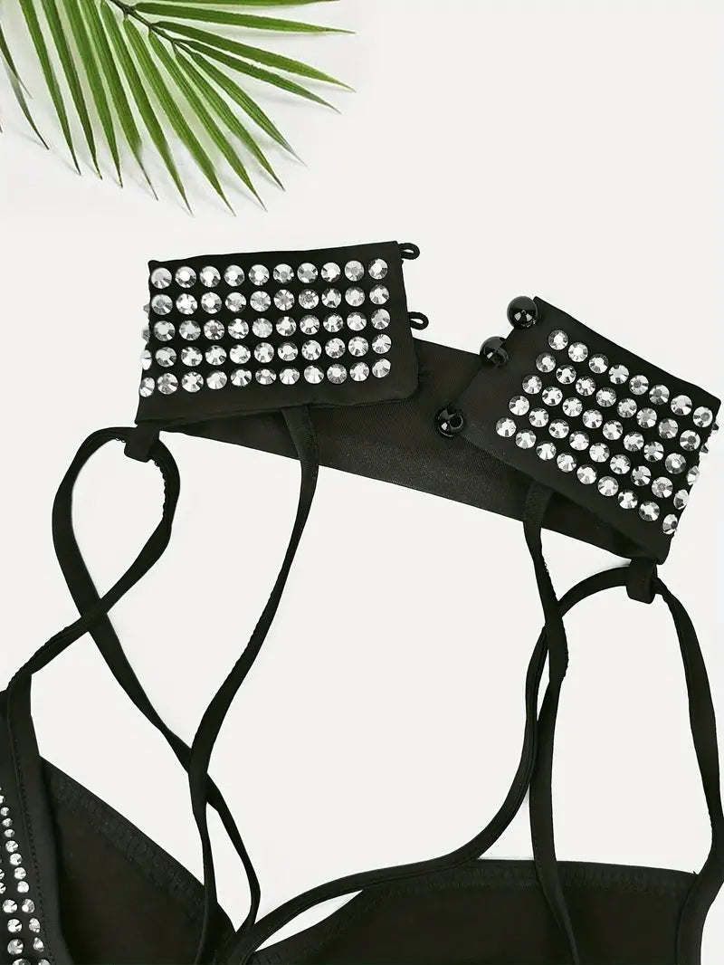 Stone Flowers Rhinestone Dazzle Crop Top