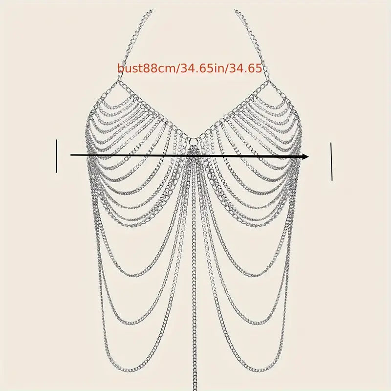 Stone Flowers Silver Siren Chain Halter Top