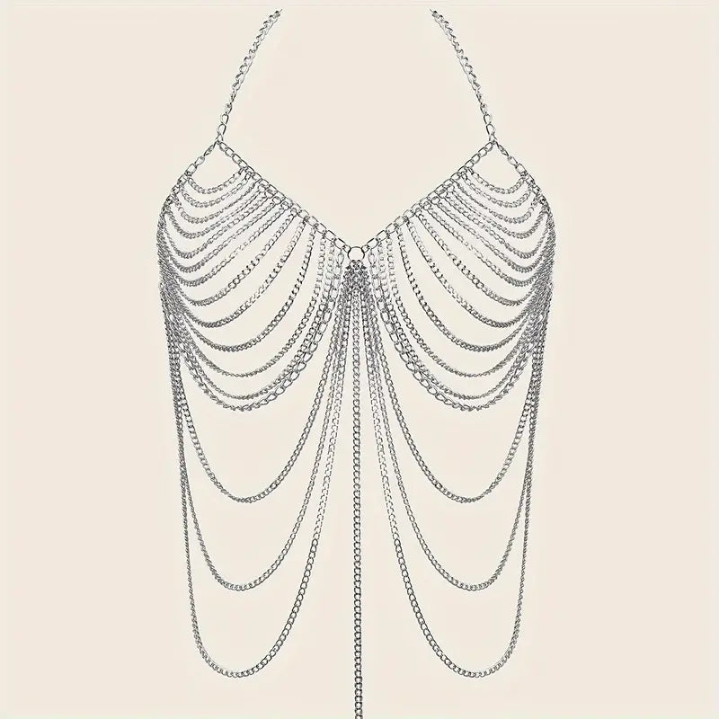 Stone Flowers Silver Siren Chain Halter Top