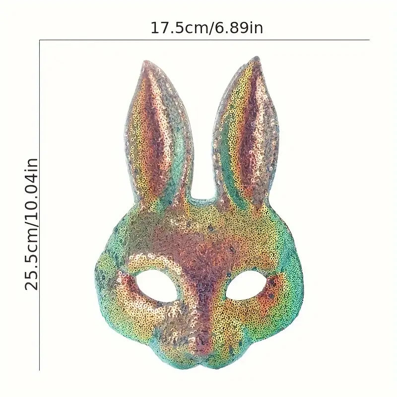 Stone Flowers Sparkling Sequin Bunny Mask