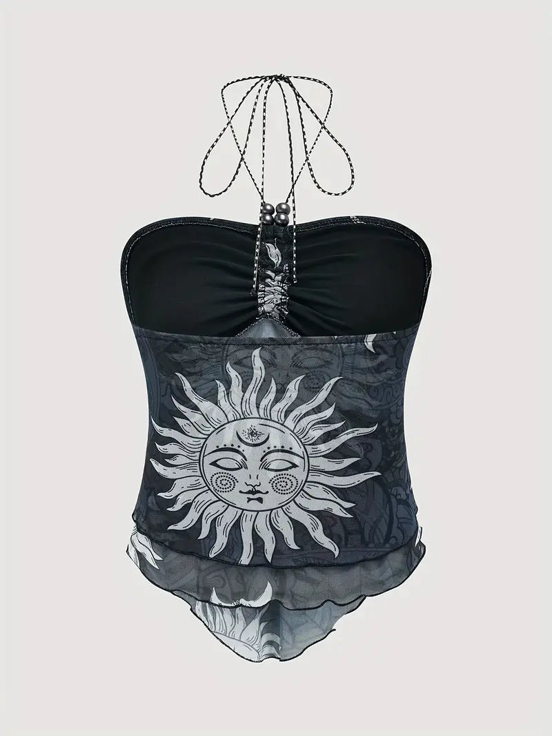 Stone Flowers Sunny Daze Y2K Halter Top