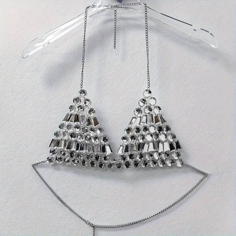 Stone Flowers Y2K Glam Rave Halter Top