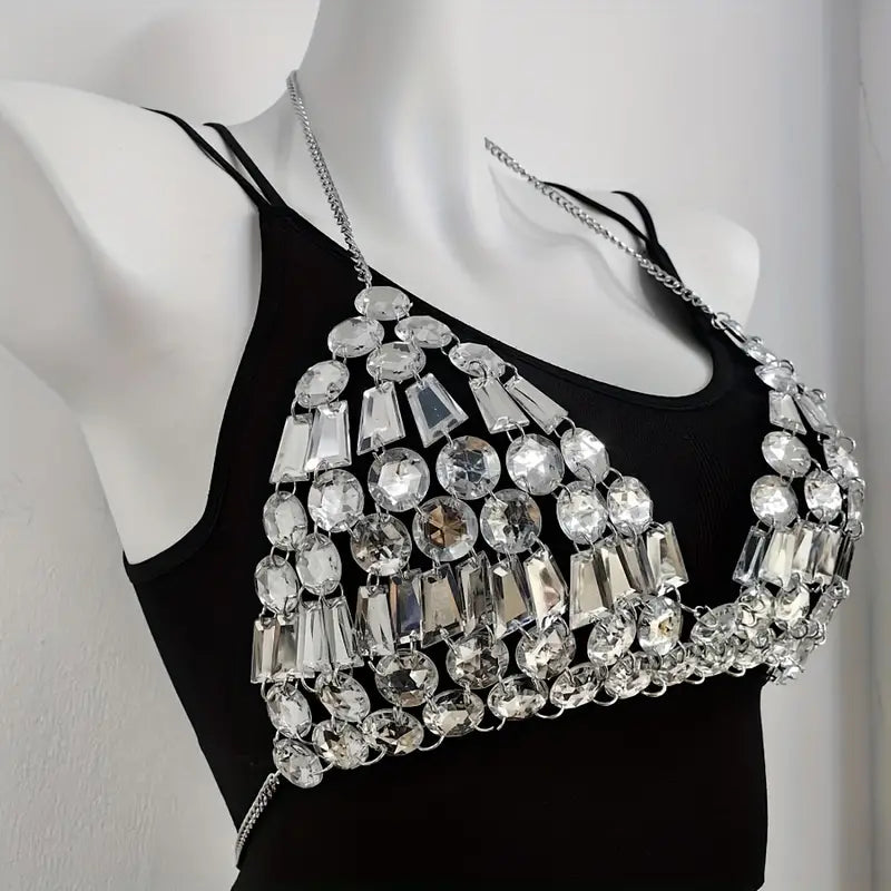 Stone Flowers Y2K Glam Rave Halter Top