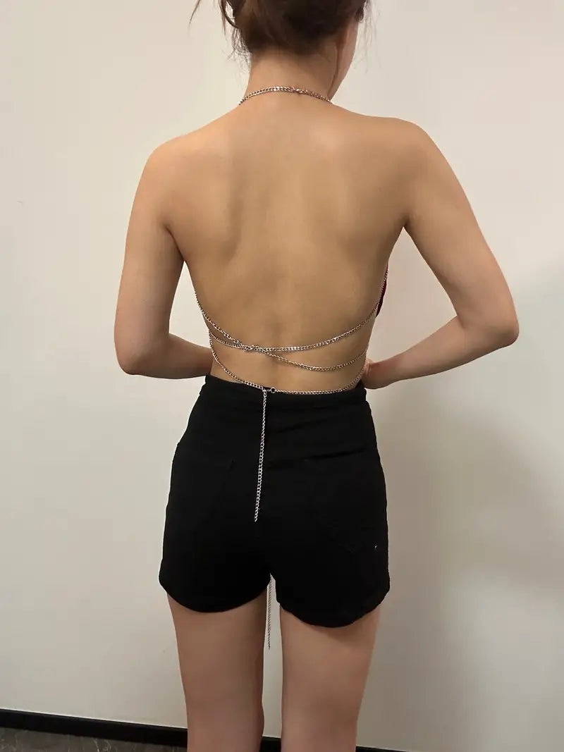 Stone Flowers Y2K Heartbreaker Chain Top